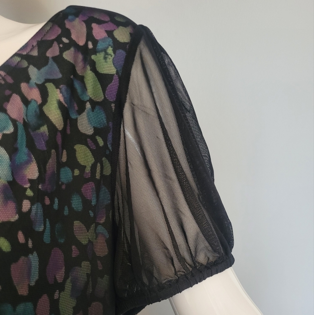 Torrid Black Midi Fit and Flare Dress with Puff Sleeves and Ruffled Skirt - Picture 3 of 9